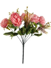 Nettenevime Yapay Çiçek Pembe Şakayık 5Kafalı Erengül Büyük Boy Cipsolu Demet - 4