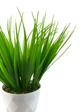 Nettenevime Yapay Çiçek Beyaz Saksıda Saz Ot Yeşil Dekoratif Masa Çiçeği thumbnail 4