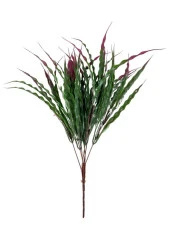 Nettenevime Yapay Çiçek BordoYeşil Kalın Kıvrımlı Saz Garnitür Aradal Dekoratif Yapay Bitki 45cm - 1