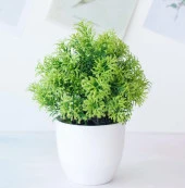 Nettenevime Yapay Çiçek Beyaz Saksıda Fesleğen Dekoratif Masa Çiçeği 25cm thumbnail 1