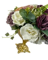 Nettenevime Yapay Çiçek Ve Latex Aranjmanı Döküm Ayaklı Yuvarlak Metal Gold Vazolu Masa Üstü Çiçeği Arajman 83495 thumbnail 3