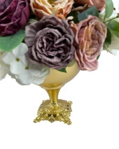 Nettenevime Yapay Çiçek Ve Latex Aranjmanı Döküm Ayaklı Yuvarlak Metal Gold Vazolu Masa Üstü Çiçeği Arajman 83495 thumbnail 4