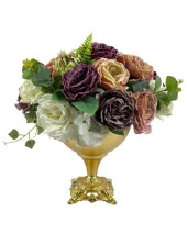 Nettenevime Yapay Çiçek Ve Latex Aranjmanı Döküm Ayaklı Yuvarlak Metal Gold Vazolu Masa Üstü Çiçeği Arajman 83495 thumbnail 8