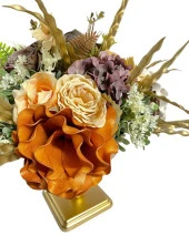 Nettenevime Yapay Çiçek Ve Latex Aranjmanı Kare Ayaklı Yuvarlak Metal Gold Vazolu Masa Üstü Çiçeği Arajman 60402 thumbnail 8