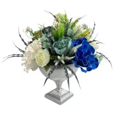 Nettenevime Yapay Çiçek Ve Latex Aranjmanı Metal Gümüş Vazolu Masa Üstü Çiçeği Arajman 94179 - 1