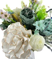 Nettenevime Yapay Çiçek Ve Latex Aranjmanı Metal Gümüş Vazolu Masa Üstü Çiçeği Arajman 94179 - 2