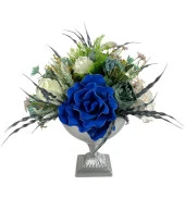 Nettenevime Yapay Çiçek Ve Latex Aranjmanı Metal Gümüş Vazolu Masa Üstü Çiçeği Arajman 94179 - 4