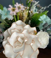 Nettenevime Yapay Çiçek Ve Latex Aranjmanı Metal Gümüş Vazolu Masa Üstü Çiçeği Arajman 94179 - 8