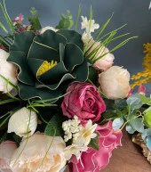 Nettenevime Yapay Çiçek Ve Latex Aranjmanı Metal Gold Vazolu Masa Üstü Çiçeği Arajman 17386 thumbnail 6