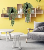 Nettenevime Yapay Çiçek Saksıda Sarkan Şimşir Mat Pastel Okaliptus Yapay Sarmaşık Pastel 50cm thumbnail 2