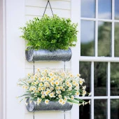 Nettenevime 3lü Set Yapay Çiçek Şimşir Demet Garnitür Yeşil Aradal Dekoratif Yapay Bitki - 4