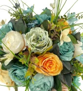 Nettenevime Yapay Çiçek Ve Latex Aranjmanı Metal Gümüş Renk Vazolu Masa Üstü Çiçeği Arajman thumbnail 5