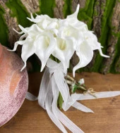 Nettenevime Gelin Çiçeği Yapay Çiçek Beyaz Islak Gala Gelin Buketi 24 Çiçekli - 1