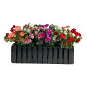 Nettenevime Yapay Çiçek Siyah Çit Balkon Saksısı Renkli Açelya Çiçekli 55*20cm thumbnail 1