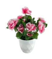 Nettenevime Yapay Çiçek Beyaz Saksıda Pembe Açelya Dekoratif Masa Çiçeği - 1