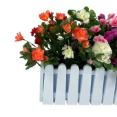 Nettenevime Yapay Çiçek Beyaz Çit Balkon Saksısı Renkli Açelya Çiçekli 55*20cm thumbnail 2