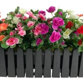 Nettenevime Yapay Çiçek Siyah Çit Balkon Saksısı Renkli Açelya Çiçekli 55*20cm thumbnail 2