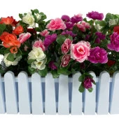 Nettenevime Yapay Çiçek Beyaz Çit Balkon Saksısı Renkli Açelya Çiçekli 55*20cm thumbnail 3