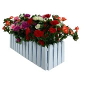 Nettenevime Yapay Çiçek Beyaz Çit Balkon Saksısı Renkli Açelya Çiçekli 55*20cm thumbnail 4