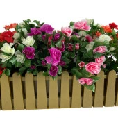 Nettenevime Yapay Çiçek Gold Çit Balkon Saksısı Renkli Açelya Çiçekli 55*20cm thumbnail 4