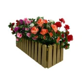 Nettenevime Yapay Çiçek Gold Çit Balkon Saksısı Renkli Açelya Çiçekli 55*20cm thumbnail 5