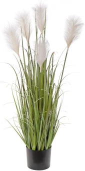 Nettenevime Yapay Çiçek Saksılı Salon Bitkisi Beyaz Püskül Grass Panpas thumbnail 1