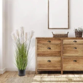 Nettenevime Yapay Çiçek Saksılı Salon Bitkisi Beyaz Püskül Grass Panpas thumbnail 6