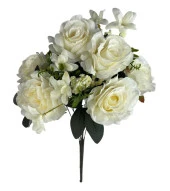 Nettenevime Yapay Çiçek Büyük Demet 6 Kafalı Gül Demeti Ve Cipsolu KREM thumbnail 1