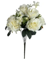 Nettenevime Yapay Çiçek Büyük Demet 6 Kafalı Gül Demeti Ve Cipsolu KREM thumbnail 2