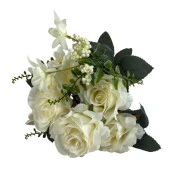 Nettenevime Yapay Çiçek Büyük Demet 6 Kafalı Gül Demeti Ve Cipsolu KREM thumbnail 6