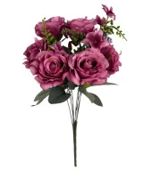 Nettenevime Yapay Çiçek Büyük Demet 6 Kafalı Gül Demeti Ve Cipsolu FUŞYA thumbnail 2