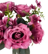 Nettenevime Yapay Çiçek Büyük Demet 6 Kafalı Gül Demeti Ve Cipsolu FUŞYA thumbnail 6