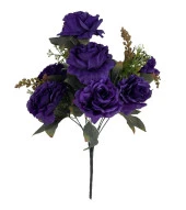 Nettenevime Yapay Çiçek Büyük Demet 7 Kafalı 4 Cipsolu Gül Demeti İNDİGO MOR thumbnail 1