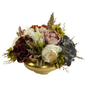 Nettenevime Yapay Çiçek Ve Latex Aranjmanı Top Ayaklı Yuvarlak Metal Gold Vazolu Masa Üstü Çiçeği Arajman 88892 thumbnail 1