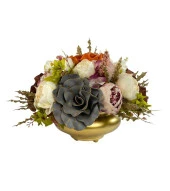 Nettenevime Yapay Çiçek Ve Latex Aranjmanı Top Ayaklı Yuvarlak Metal Gold Vazolu Masa Üstü Çiçeği Arajman 88892 thumbnail 5