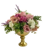 Nettenevime Yapay Çiçek Aranjmanı Konik Metal Gold Vazolu Masa Üstü Çiçeği Arajman thumbnail 1