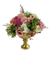 Nettenevime Yapay Çiçek Aranjmanı Konik Metal Gold Vazolu Masa Üstü Çiçeği Arajman thumbnail 2