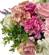 Nettenevime Yapay Çiçek Aranjmanı Konik Metal Gold Vazolu Masa Üstü Çiçeği Arajman thumbnail 3