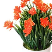 Nettenevime Yapay Çiçek 6 Adet Beyaz Saksıda Dolgun Mineli Şimşir Çiçeği Karışık Renkler thumbnail 3