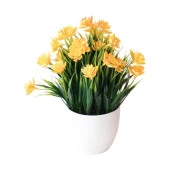 Nettenevime Yapay Çiçek 6 Adet Beyaz Saksıda Dolgun Mineli Şimşir Çiçeği Karışık Renkler thumbnail 4