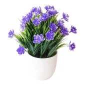 Nettenevime Yapay Çiçek 6 Adet Beyaz Saksıda Dolgun Mineli Şimşir Çiçeği Karışık Renkler thumbnail 6