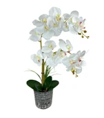 Nettenevime Yapay Çiçek 2li Beyaz Islak Orkide Seramik Saksıda Orkide 60cm thumbnail 1