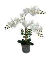 Nettenevime Yapay Çiçek 3lü Beyaz Orkide Seramik Saksıda Orkide 60cm - 5