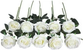 Nettenevime Yapay Çiçek Beyaz Gül 12 Adet Tek Dal 50cm thumbnail 3