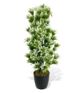 Nettenevime Yapay Çiçek Siyah Saksıda Yeşil Beyaz Sıkas Ağacı 55cm thumbnail 1