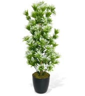 Nettenevime Yapay Çiçek Siyah Saksıda Yeşil Beyaz Sıkas Ağacı 55cm thumbnail 2