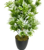 Nettenevime Yapay Çiçek Siyah Saksıda Yeşil Beyaz Sıkas Ağacı 55cm thumbnail 3