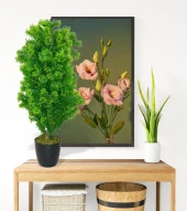 Yapay Çiçek Siyah Saksıda Yeşil Fesleğen Bonsai Ağacı 55cm - 3