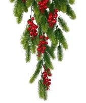 Nettenevime Yapay Çiçek Sarkan Kokina Çam Yapraklı Yılbaşı Çiçeği Red Berry 70*30cm thumbnail 2