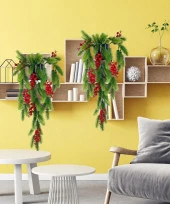 Yapay Çiçek Saksıda Sarkan Kokina Yılbaşı Çiçeği Red Berry 60cm - 5